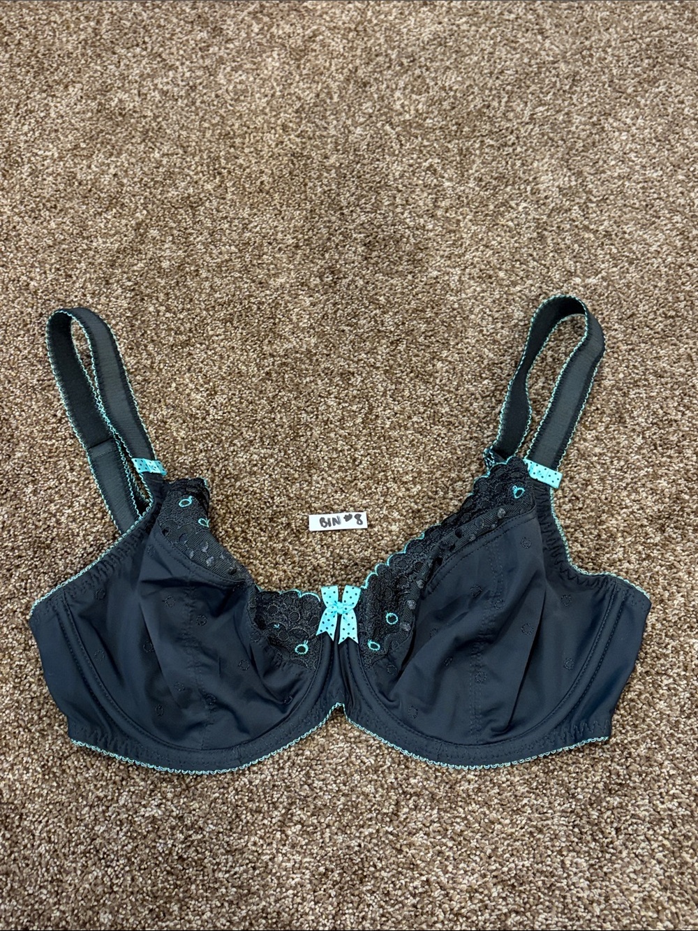 Freya Black and Teal Underwire Lace Bra